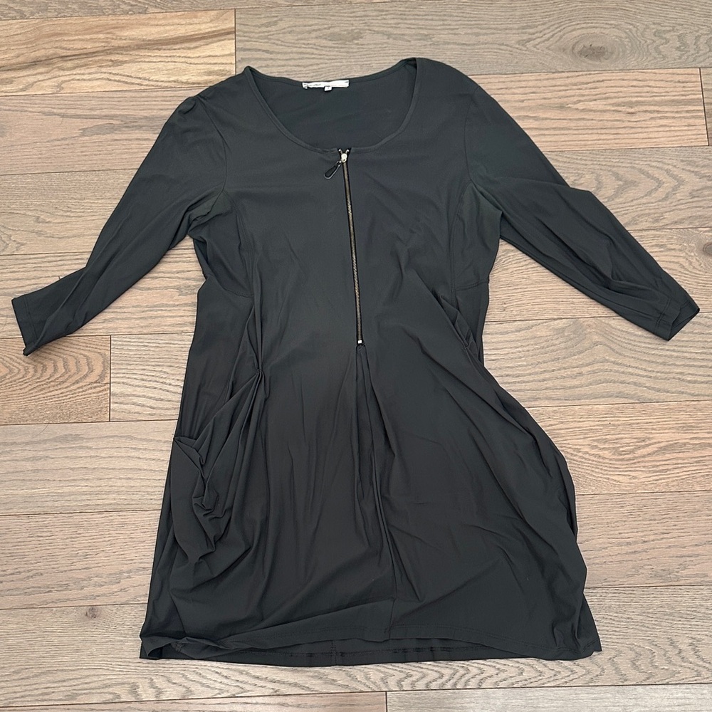 Deconstructed Olive Three Quarter Sleeve Mini Dress